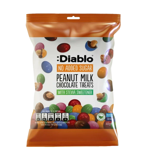 :Diablo Erdnüsse in Milchschokolade ohne Zuckerzusatz 40 g