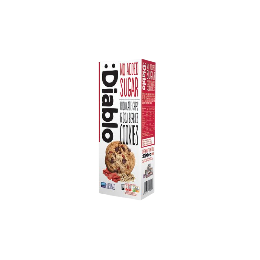 :Diablo Schokoladen Cookies mit Schokostückchen & Goji-Beeren ohne Zuckerzusatz 135 g